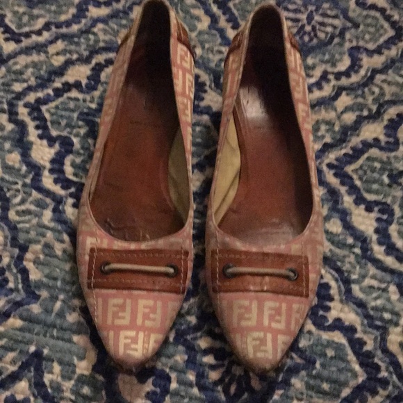 Vintage Fendi logo Satin kitten heel pumps pink 38 - Picture 3 of 8
